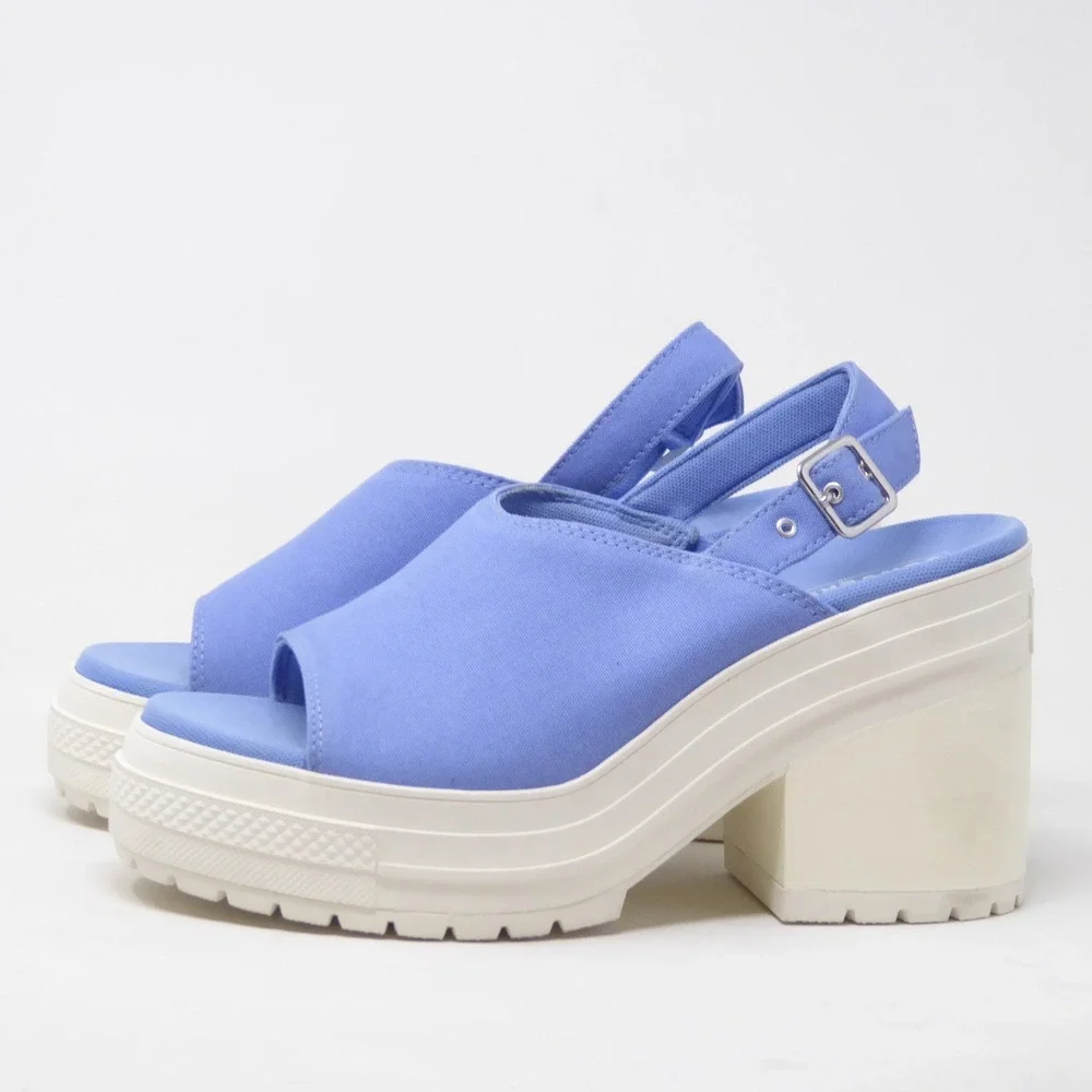 Converse Women Chuck 70 De Luxe Heel Platform Sandal Open Sky Blue A13810F Sz 11